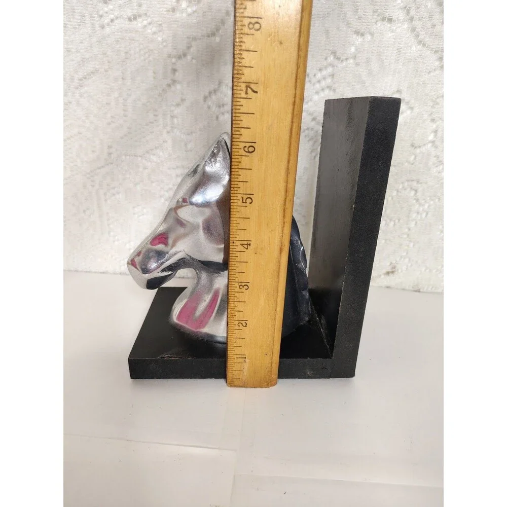 Horse head book end only 1 pc 6 3/4 inches aluminum and wood